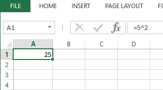 square a number in 2016 excel for mac